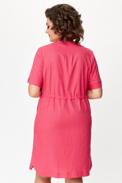 Льняное платье с декоративными карманами и разрезами Zlata 4427 малиновый - фото 5