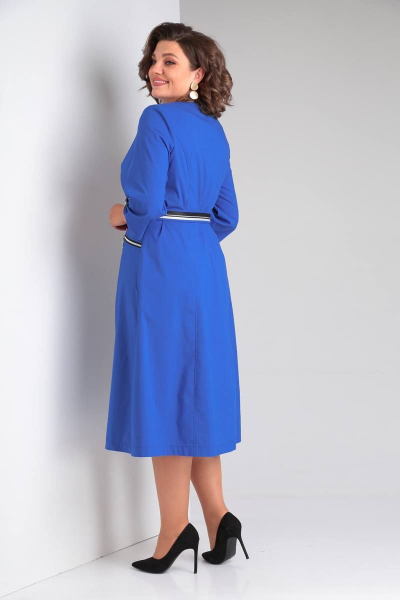 Платье из текстиля с рельефами и карманами по бокам Rishelie 929 василек - фото 3