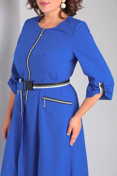 Платье из текстиля с рельефами и карманами по бокам Rishelie 929 василек - фото 4