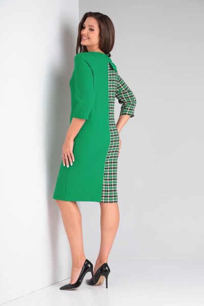 Платье из текстиля приталенное с нагрудной вытачкой Rishelie 933.1 зеленый - фото 4