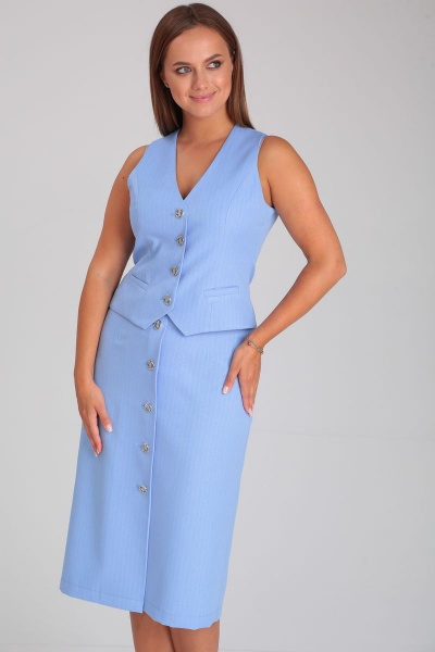 Комплект из жилета и юбки из текстиля классический стиль Immi 2024 голубой - фото 7