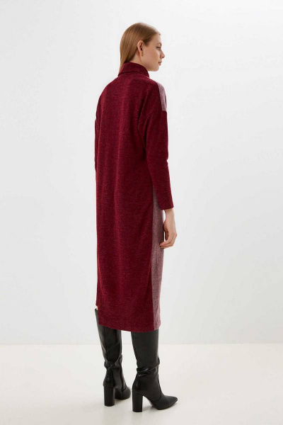 Платье прямого силуэта из вискозы с молнией Patriciа C14881 винный,розовый - фото 2