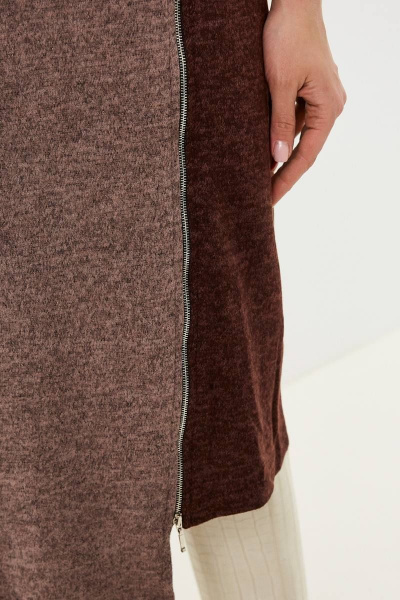 Платье асимметричное из вискозы и трикотажа Patriciа C14881 коричневый,мокко - фото 4