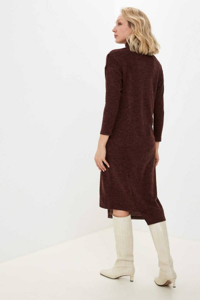 Платье асимметричное из вискозы и трикотажа Patriciа C14881 коричневый,мокко - фото 2
