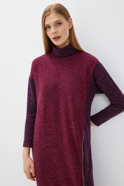 Платье с молнией и контрастными цветами Patriciа C14881 сиреневый,марсала - фото 3