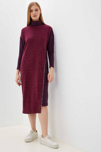 Платье с молнией и контрастными цветами Patriciа C14881 сиреневый,марсала - фото 1