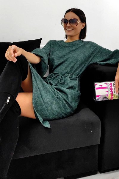 Платье зеленое с пышными рукавами-фонариками из вискозы Patriciа F15245 зеленый - фото 7