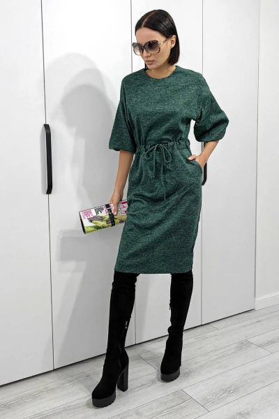 Платье зеленое с пышными рукавами-фонариками из вискозы Patriciа F15245 зеленый - фото 5