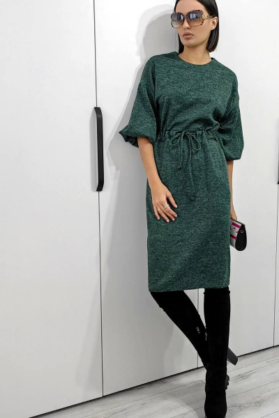Платье зеленое с пышными рукавами-фонариками из вискозы Patriciа F15245 зеленый - фото 1