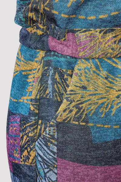 Платье мультиколор с пышными рукавами-фонариками из вискозы Patriciа F15245 серый,бирюзовый - фото 8