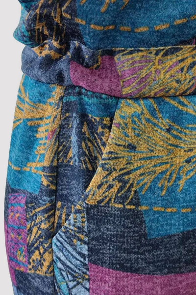 Платье мультиколор с пышными рукавами-фонариками из вискозы Patriciа F15245 серый,бирюзовый - фото 6