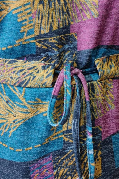 Платье мультиколор с пышными рукавами-фонариками из вискозы Patriciа F15245 серый,бирюзовый - фото 5