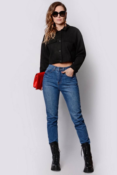 Укороченный жакет из искусственной замши Patriciа NY14914 черный - фото 1