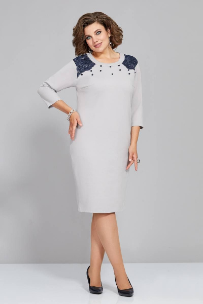 Платье демисезонное трикотажное с кружева и бусинами Mira Fashion 5314 - фото 1