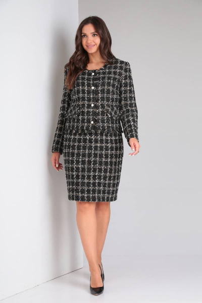 деловой жакет и юбка из текстиля на подкладке SVT-fashion 583.1 черный - фото 1