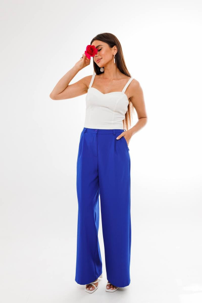 белый топ из текстиля в стиле на каждый день Anelli 1399 молочный - фото 6