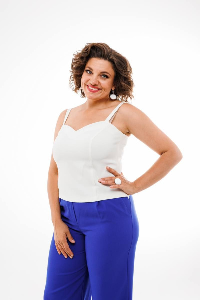 белый топ из текстиля в стиле на каждый день Anelli 1399 молочный - фото 5