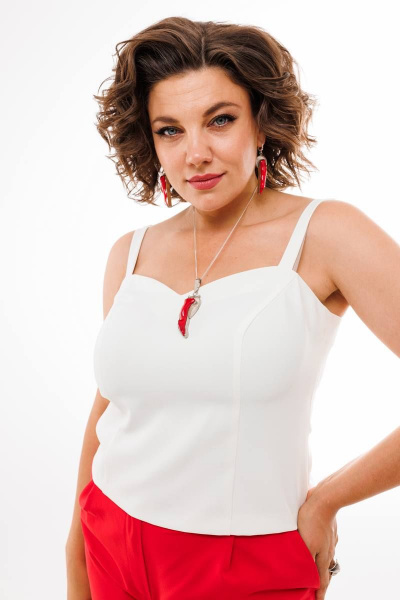 белый топ из текстиля в стиле на каждый день Anelli 1399 молочный - фото 1