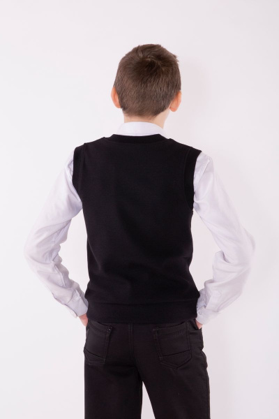 Жилет деловой на каждый день трикотаж хлопок демисезон 8 Марта 18009-3С5119Д40-134,140 черный - фото 2