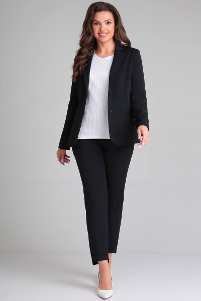 демисезонные укороченные брюки из текстиля с асимметричным низом LeNata 10098 темно-синий - фото 1