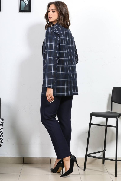 Деловой синий жакет без застежки с подкладкой Медея и К 2217 - фото 6