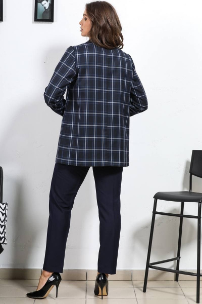 Деловой синий жакет без застежки с подкладкой Медея и К 2217 - фото 2