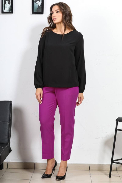 Фиолетовый жакет без застежки и укороченные брюки Медея и К 2219 - фото 9