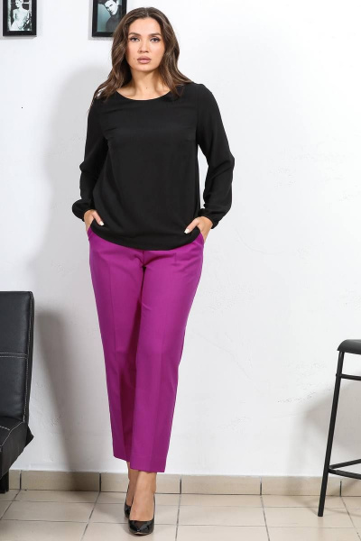 Фиолетовый жакет без застежки и укороченные брюки Медея и К 2219 - фото 8