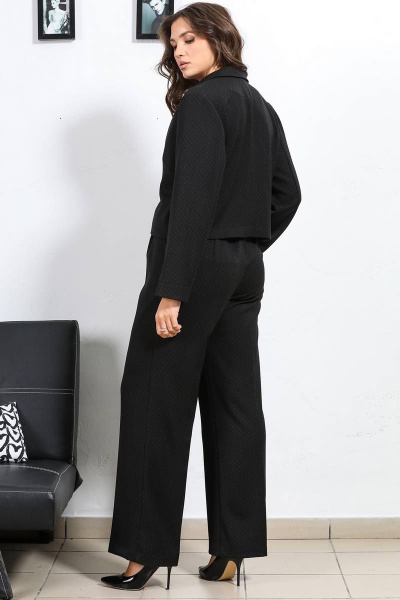 Черный укороченный жакет и широкие брюки с эластичным поясом Медея и К 2220 точечка_фуксия - фото 2