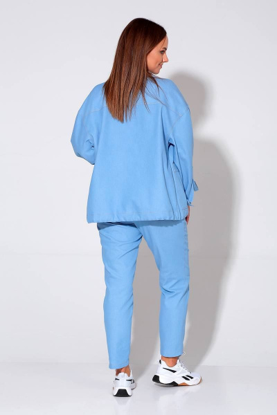 Комплект джинсовый: жакет приталенный и зауженные брюки Liona Style 877 голубой - фото 4