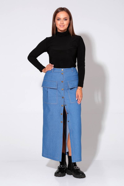 Юбка прямого силуэта из джинса с карманами Liona Style 879 - фото 2