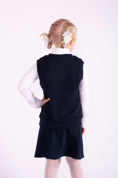 демисезонный синий жилет из трикотажа и хлопка для делового образа 8 Марта 18267-3С5120Д40-110,116 синий - фото 2