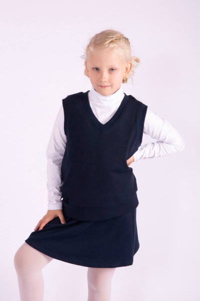 деловой синий жилет из трикотажа и хлопка для ежедневного стиля 8 Марта 18267-3С5120Д40-146 синий - фото 1