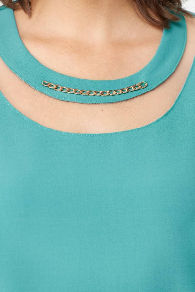 Костюм из текстиля с блузой и юбкой с металлической цепочкой Solomeya Lux 949 мятный - фото 3