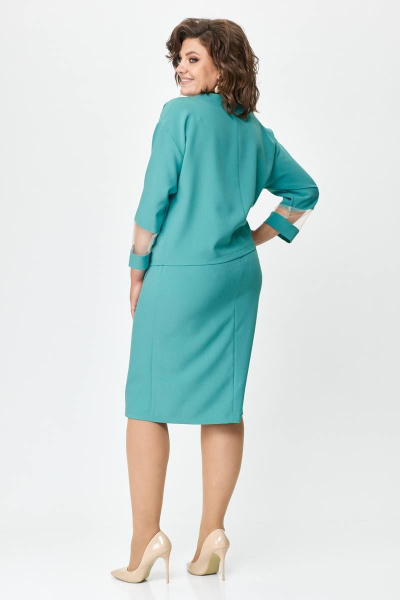 Костюм из текстиля с блузой и юбкой с металлической цепочкой Solomeya Lux 949 мятный - фото 2