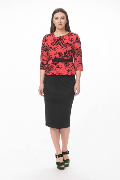 Джемпер, юбка Stilville 1286 коралл - фото 2