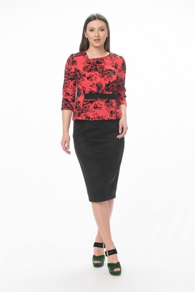 Джемпер, юбка Stilville 1286 коралл - фото 1