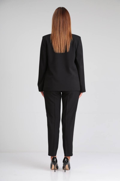 Деловой костюм из жакета с зауженными брюками и классическим кроем SandyNa 130565 черный - фото 11