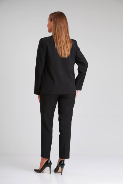 Деловой костюм из жакета с зауженными брюками и классическим кроем SandyNa 130565 черный - фото 6