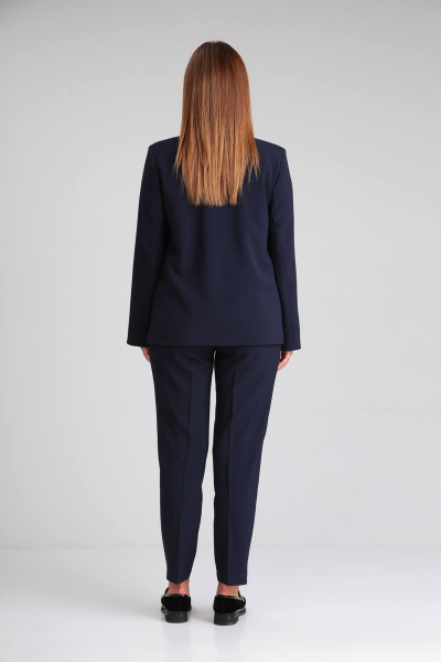 Двухпредметный костюм с жакетом и брюками с обтачками SandyNa 130565 синий - фото 7