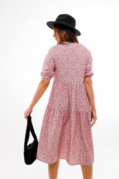 Платье с каскадными воланами и пуговицами с кисточками Anelli 833 розовый_принт - фото 6