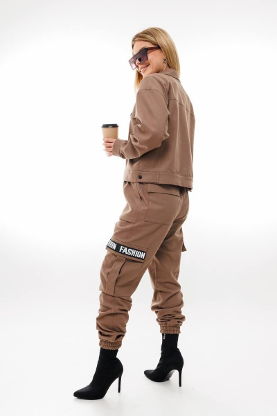 Жакет и брюки-карго в стиле casual из джинса Ambera Style 2045 кофе - фото 6