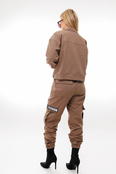 Жакет и брюки-карго в стиле casual из джинса Ambera Style 2045 кофе - фото 5