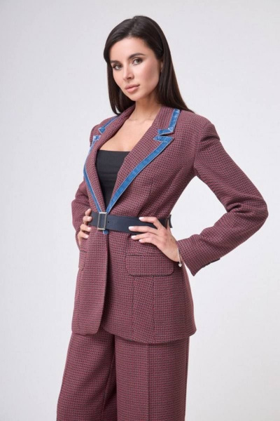 Красный костюм 2-ка жакет и брюки прямого кроя Anelli 1171 гуччи_красный - фото 5