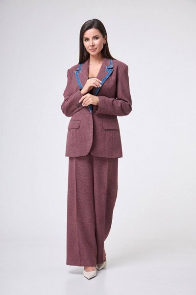 Красный костюм 2-ка жакет и брюки прямого кроя Anelli 1171 гуччи_красный - фото 3