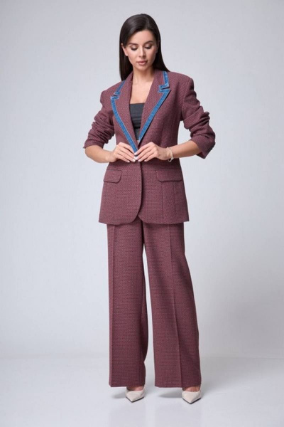 Красный костюм 2-ка жакет и брюки прямого кроя Anelli 1171 гуччи_красный - фото 2