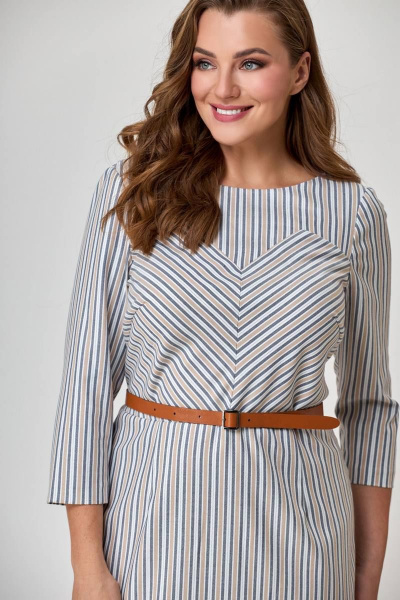 Платье Anelli 478 бежевая_полоска - фото 4