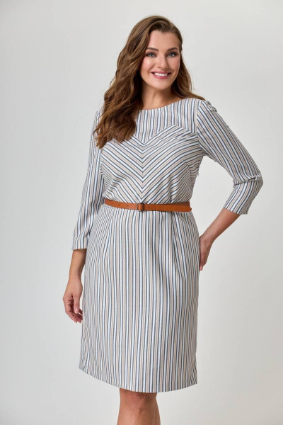Платье Anelli 478 бежевая_полоска - фото 3
