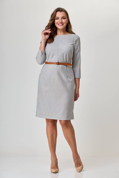 Платье Anelli 478 бежевая_полоска - фото 2