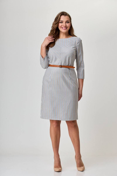 Платье Anelli 478 бежевая_полоска - фото 1